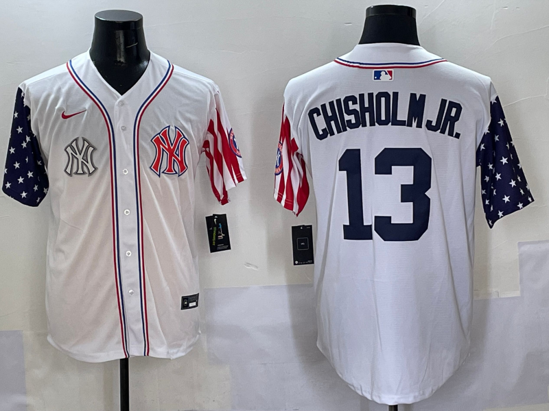 Men 2025 MLB New York Yankees 13 Chisholm Jr white jersey style 14